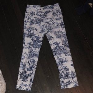 Zara printed blue and white pants